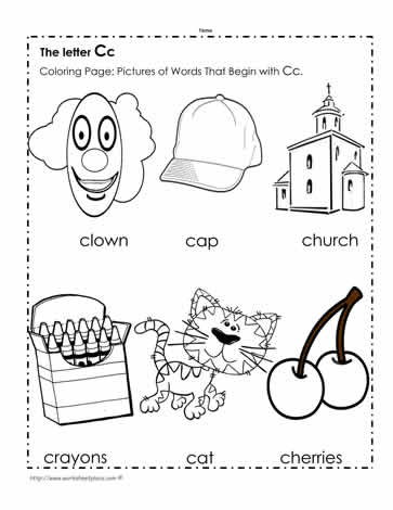 The Letter C Coloring Pictures Worksheets